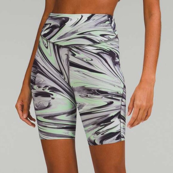 Lululemon Women's Base Pace High-Rise Short 8" - Green/Black/Grey - Picture 1 of 9